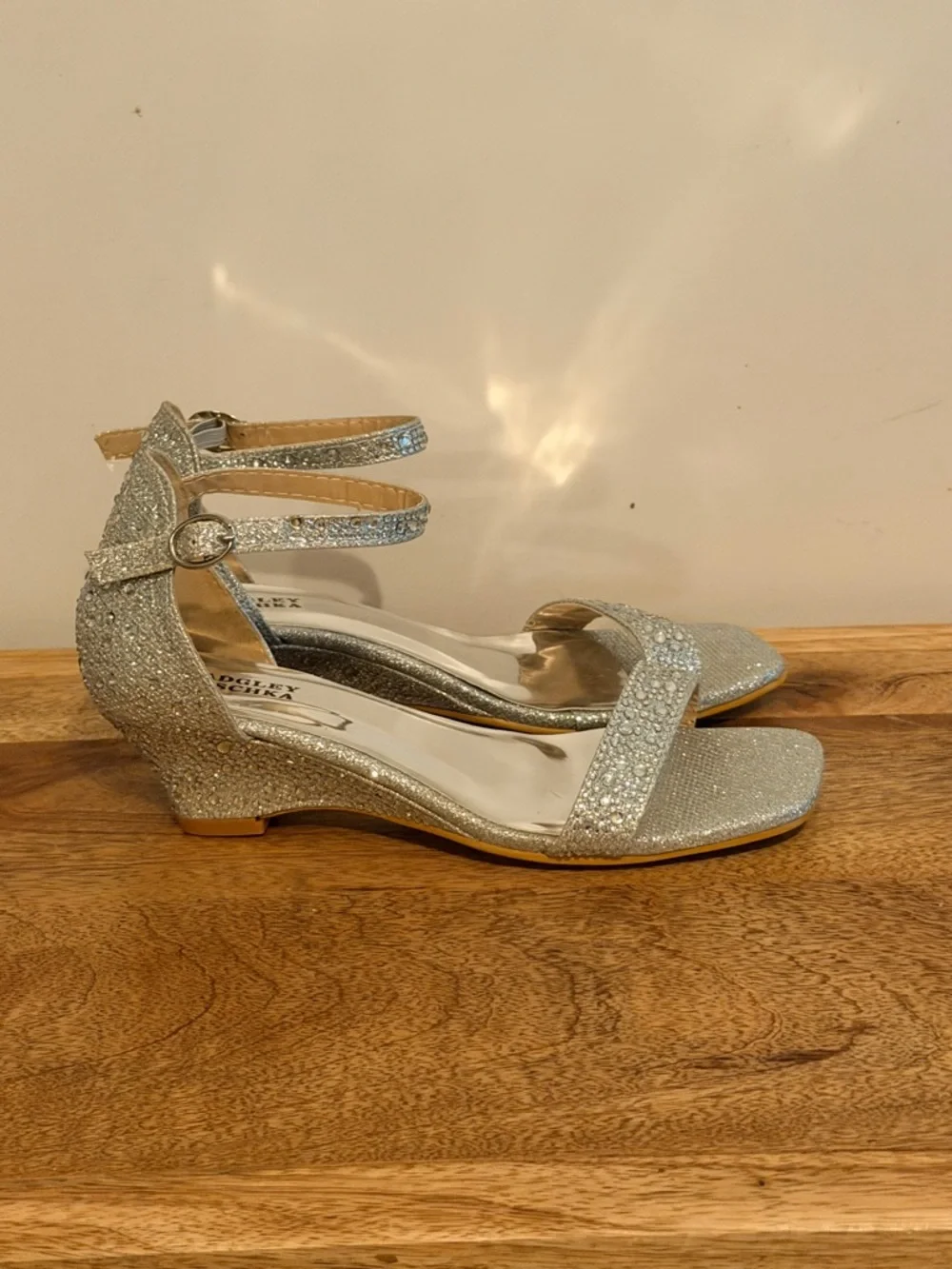 Badgley Mischka Silver Crystal Ankle-Strap Dress Sandals